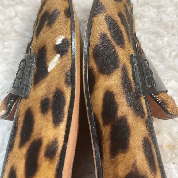 J Crew leather calf hair leopard print penny loafers size 7 - Picture 9 of 12